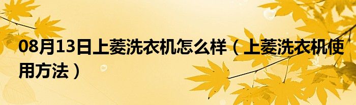 08月13日上菱洗衣机怎么样（上菱洗衣机使用方法）