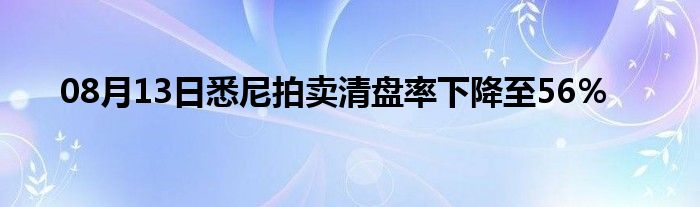 08月13日悉尼拍卖清盘率下降至56％