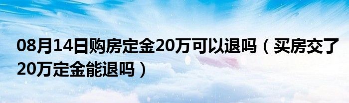 08月14日购房定金20万可以退吗（买房交了20万定金能退吗）