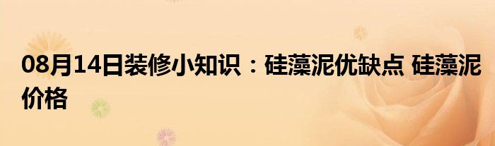 08月14日装修小知识：硅藻泥优缺点 硅藻泥价格