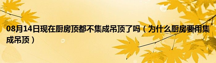 08月14日现在厨房顶都不集成吊顶了吗（为什么厨房要用集成吊顶）