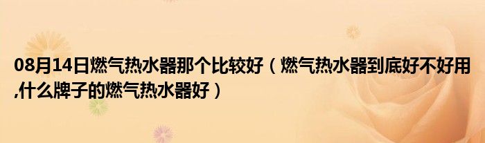 08月14日燃气热水器那个比较好（燃气热水器到底好不好用,什么牌子的燃气热水器好）