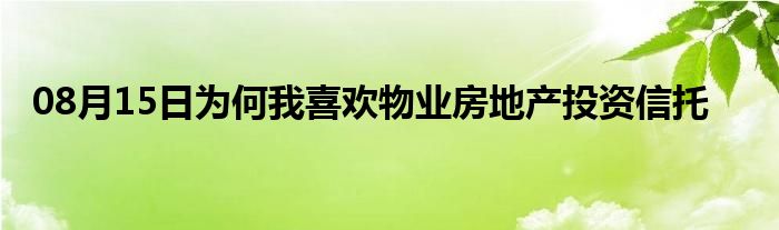 08月15日为何我喜欢物业房地产投资信托