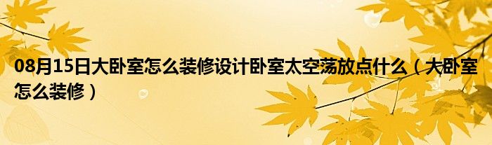 08月15日大卧室怎么装修设计卧室太空荡放点什么（大卧室怎么装修）