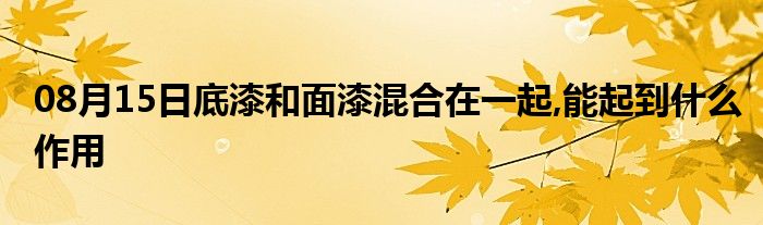 08月15日底漆和面漆混合在一起,能起到什么作用