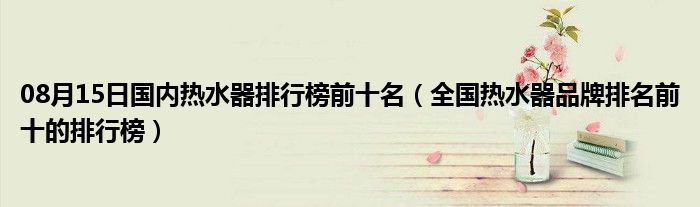 08月15日国内热水器排行榜前十名（全国热水器品牌排名前十的排行榜）