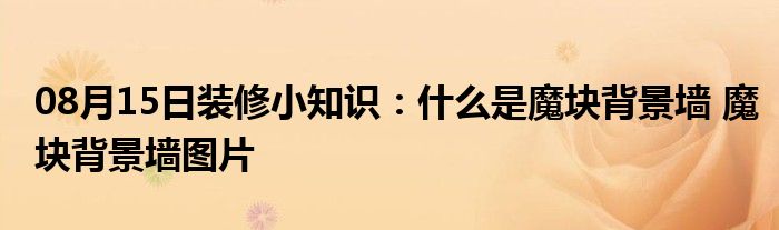 08月15日装修小知识：什么是魔块背景墙 魔块背景墙图片