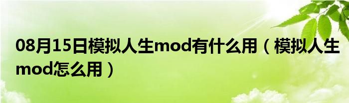 08月15日模拟人生mod有什么用（模拟人生mod怎么用）