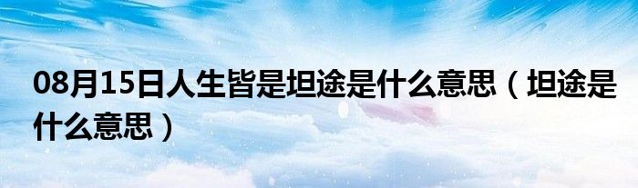 08月15日人生皆是坦途是什么意思（坦途是什么意思）