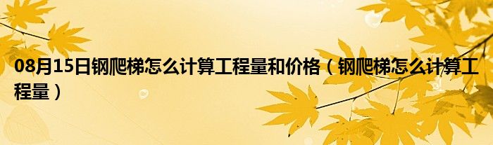 08月15日钢爬梯怎么计算工程量和价格（钢爬梯怎么计算工程量）