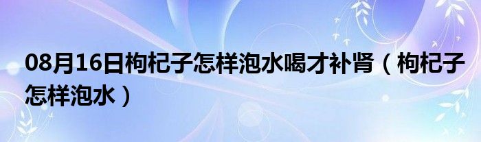 08月16日枸杞子怎样泡水喝才补肾（枸杞子怎样泡水）