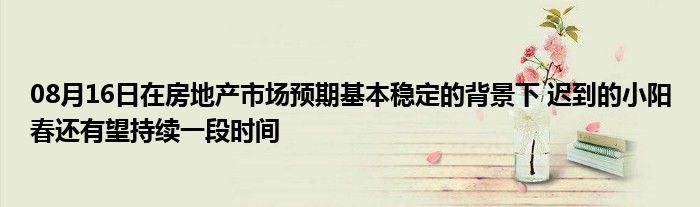 08月16日在房地产市场预期基本稳定的背景下 迟到的小阳春还有望持续一段时间