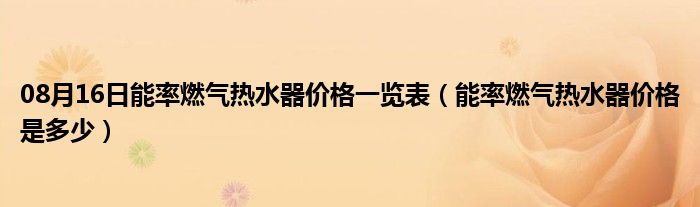 08月16日能率燃气热水器价格一览表（能率燃气热水器价格是多少）