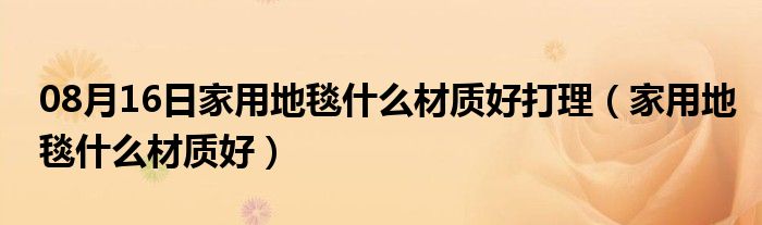 08月16日家用地毯什么材质好打理（家用地毯什么材质好）