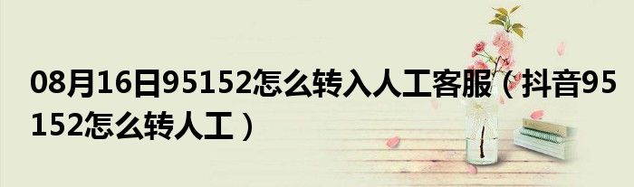 08月16日95152怎么转入人工客服（抖音95152怎么转人工）