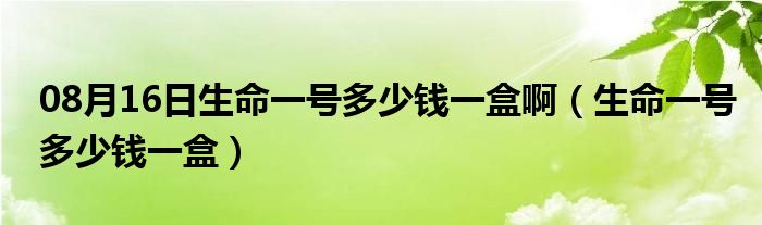 08月16日生命一号多少钱一盒啊（生命一号多少钱一盒）