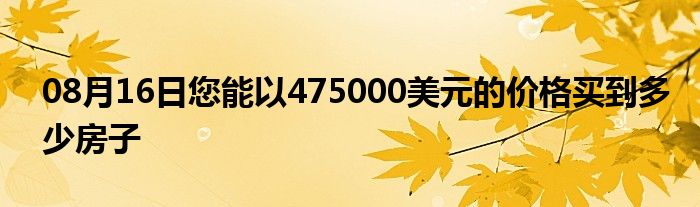 08月16日您能以475000美元的价格买到多少房子