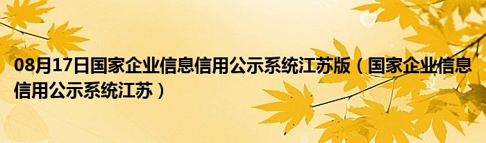 08月17日国家企业信息信用公示系统江苏版（国家企业信息信用公示系统江苏）