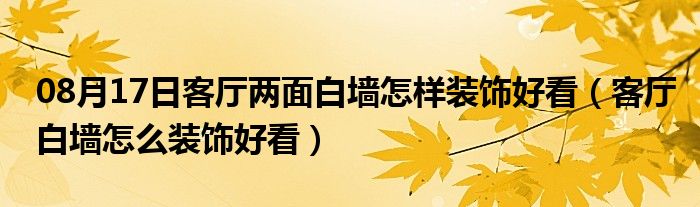 08月17日客厅两面白墙怎样装饰好看（客厅白墙怎么装饰好看）