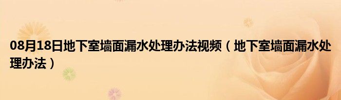 08月18日地下室墙面漏水处理办法视频（地下室墙面漏水处理办法）