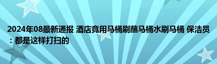 2024年08最新通报 酒店竟用马桶刷蘸马桶水刷马桶 保洁员：都是这样打扫的