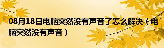 08月18日电脑突然没有声音了怎么解决（电脑突然没有声音）