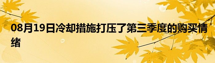 08月19日冷却措施打压了第三季度的购买情绪