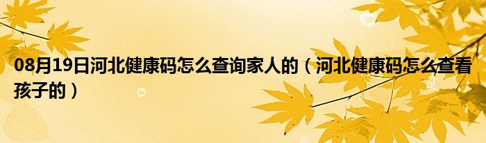 08月19日河北健康码怎么查询家人的（河北健康码怎么查看孩子的）