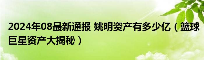 2024年08最新通报 姚明资产有多少亿（篮球巨星资产大揭秘）