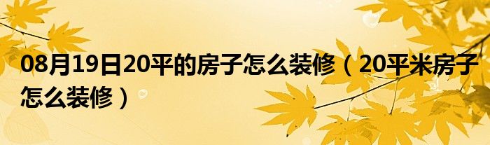 08月19日20平的房子怎么装修（20平米房子怎么装修）