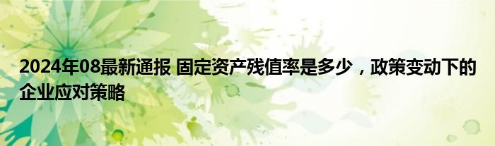 2024年08最新通报 固定资产残值率是多少，政策变动下的企业应对策略