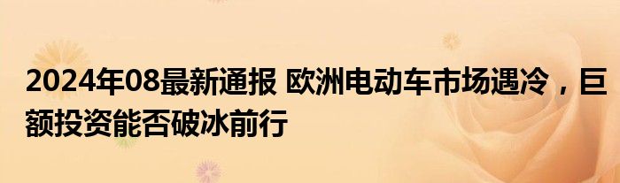 2024年08最新通报 欧洲电动车市场遇冷，巨额投资能否破冰前行