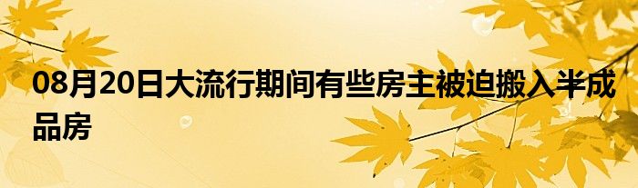 08月20日大流行期间有些房主被迫搬入半成品房