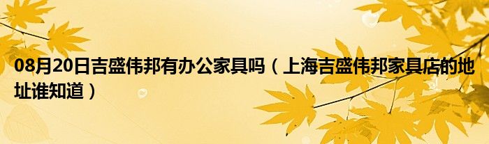 08月20日吉盛伟邦有办公家具吗（上海吉盛伟邦家具店的地址谁知道）