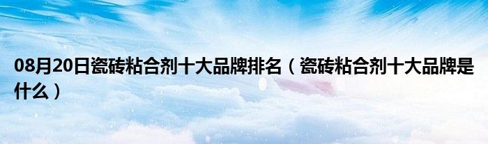 08月20日瓷砖粘合剂十大品牌排名（瓷砖粘合剂十大品牌是什么）