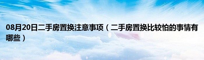 08月20日二手房置换注意事项（二手房置换比较怕的事情有哪些）