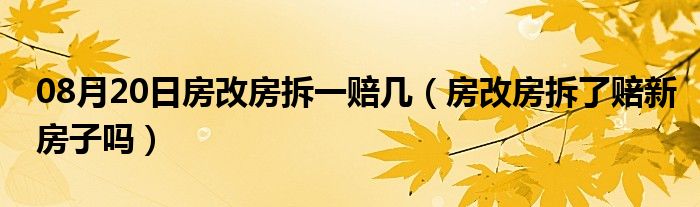 08月20日房改房拆一赔几（房改房拆了赔新房子吗）