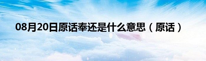 08月20日原话奉还是什么意思（原话）