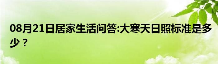 08月21日居家生活问答:大寒天日照标准是多少？