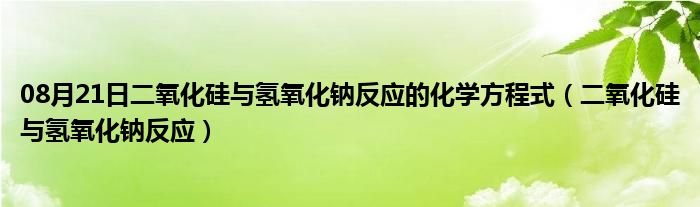 08月21日二氧化硅与氢氧化钠反应的化学方程式（二氧化硅与氢氧化钠反应）