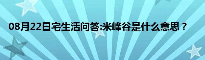 08月22日宅生活问答:米峰谷是什么意思？