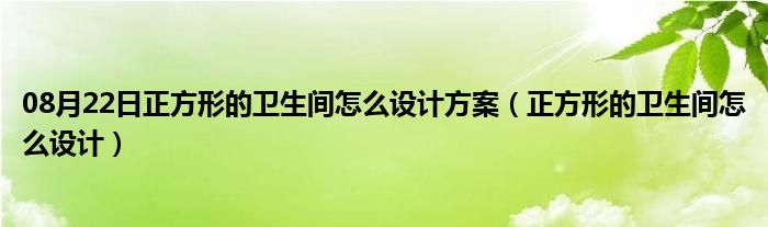 08月22日正方形的卫生间怎么设计方案（正方形的卫生间怎么设计）