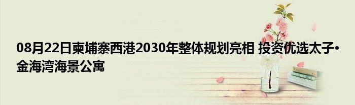 08月22日柬埔寨西港2030年整体规划亮相 投资优选太子•金海湾海景公寓