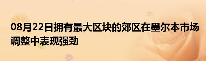 08月22日拥有最大区块的郊区在墨尔本市场调整中表现强劲