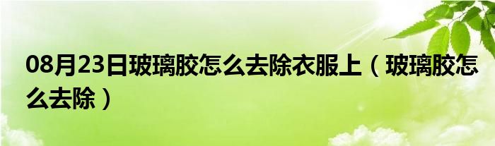 08月23日玻璃胶怎么去除衣服上（玻璃胶怎么去除）