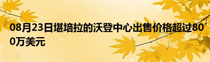 08月23日堪培拉的沃登中心出售价格超过800万美元