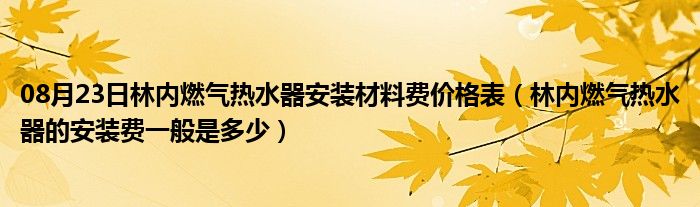 08月23日林内燃气热水器安装材料费价格表（林内燃气热水器的安装费一般是多少）