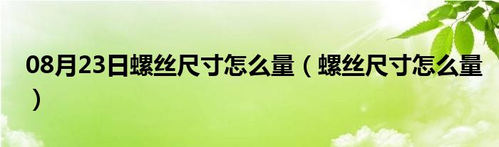 08月23日螺丝尺寸怎么量（螺丝尺寸怎么量）