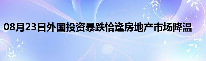 08月23日外国投资暴跌恰逢房地产市场降温