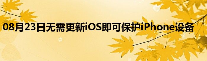 08月23日无需更新iOS即可保护iPhone设备